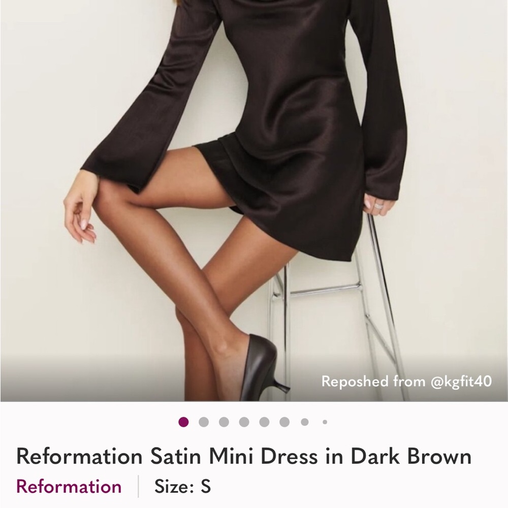 Reformation Chocolate Satin Mini Dress